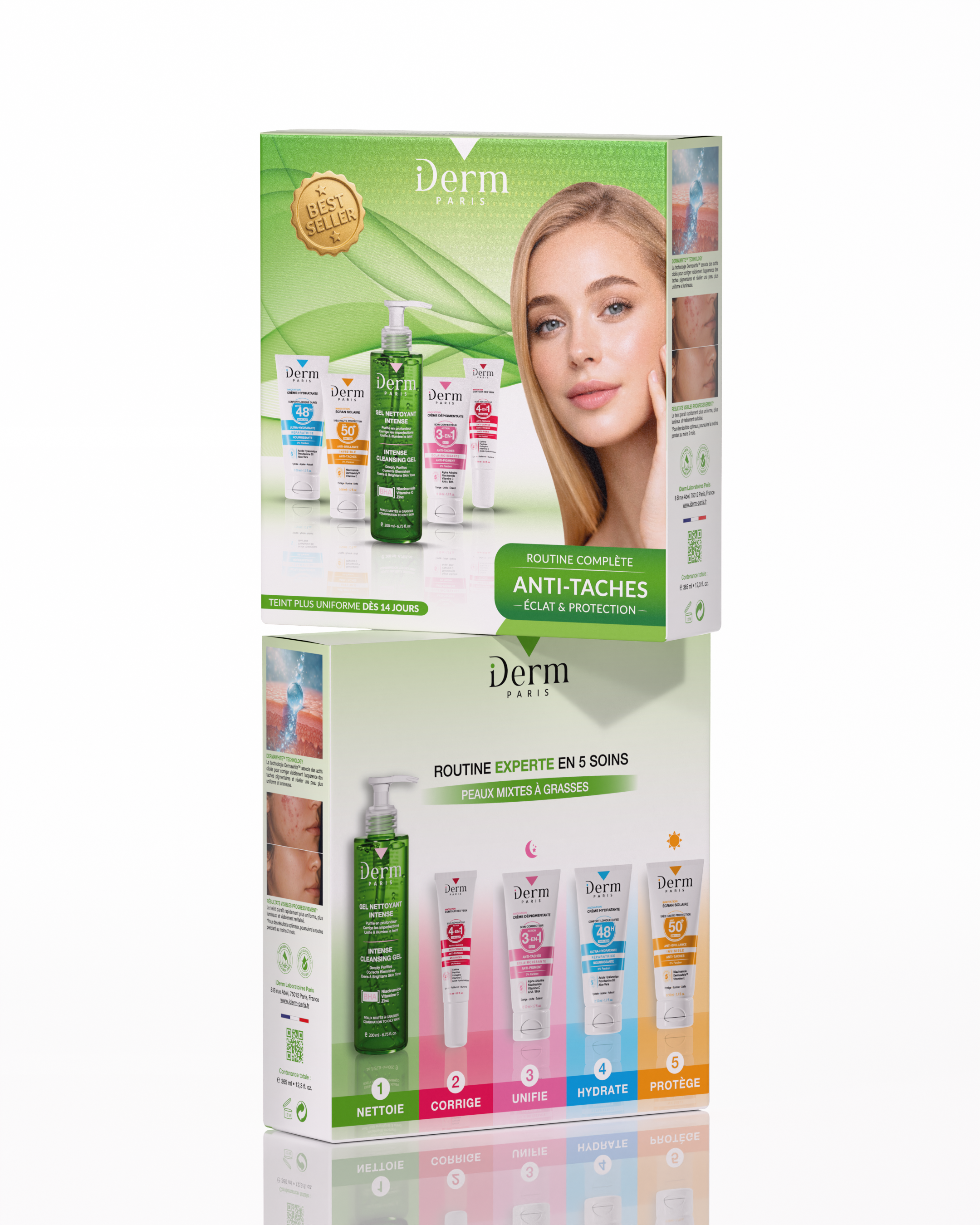 Routine Complète Anti-Taches – 5 Soins Experts Jour & Nuit – Peaux mixtes à grasses