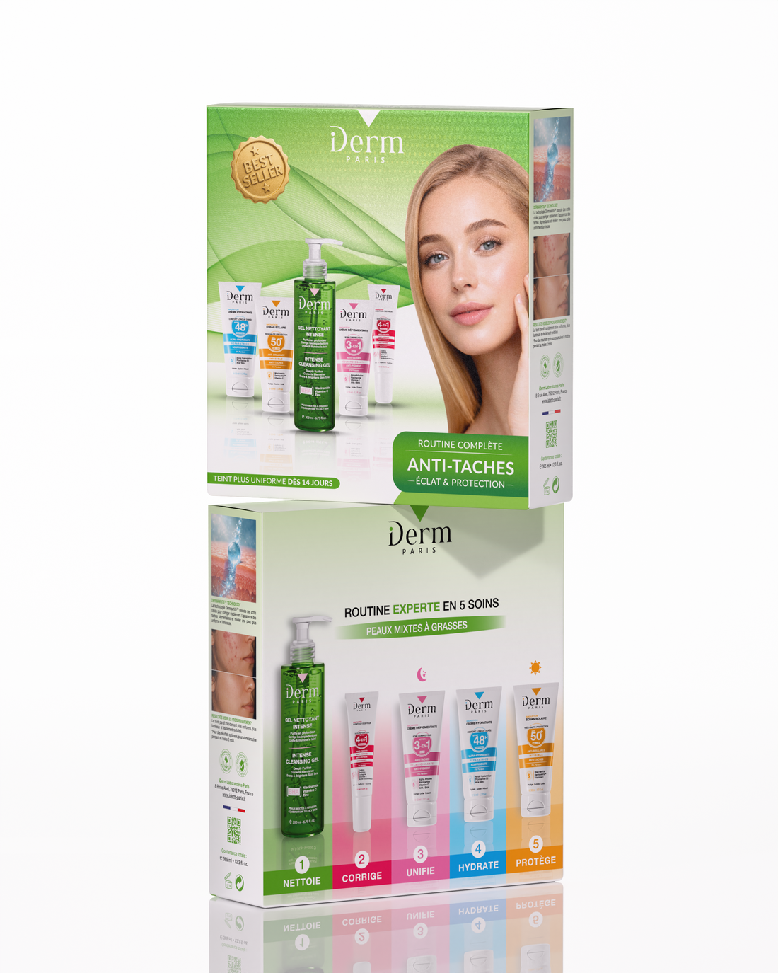 Routine Complète Anti-Taches – 5 Soins Experts Jour &amp; Nuit – Peaux mixtes à grasses