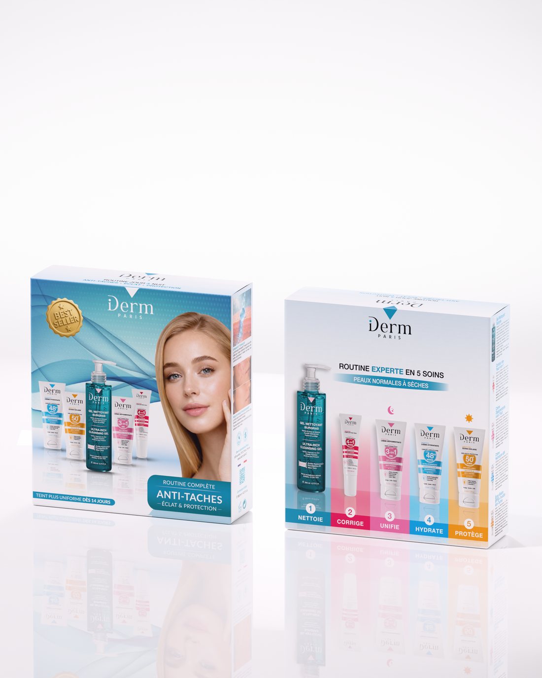 Routine Complète Anti-Taches – 5 Soins Experts Jour &amp; Nuit – Peaux normales à sèches